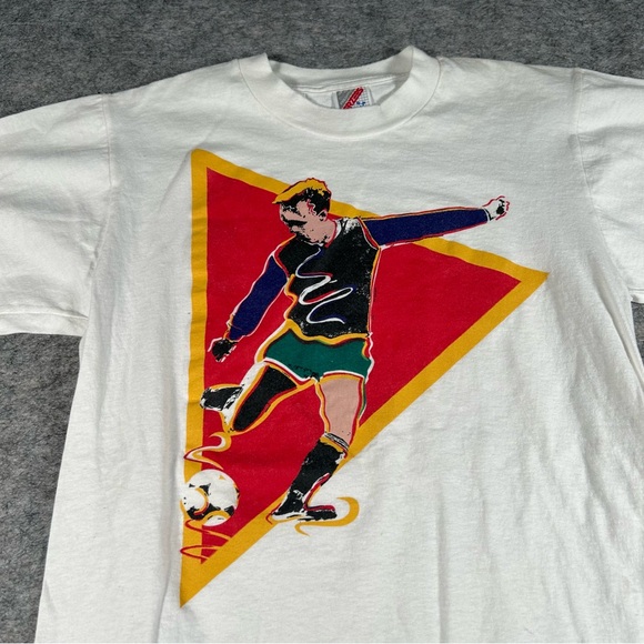 Vintage World Cup Soccer Shirt Mens Small White 90s Fifa Rare Sportswear‎ Casual - Picture 2 of 7
